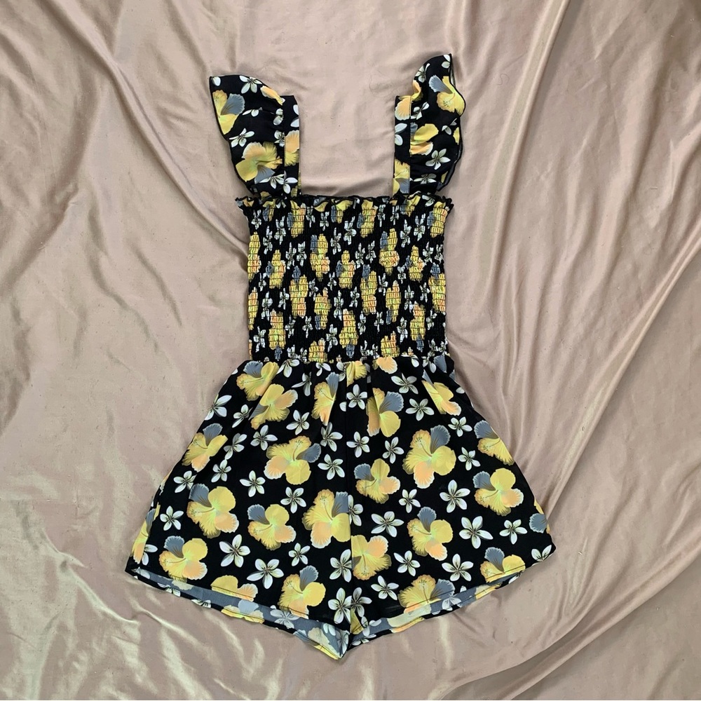 Floral Shrilled Cami Romper